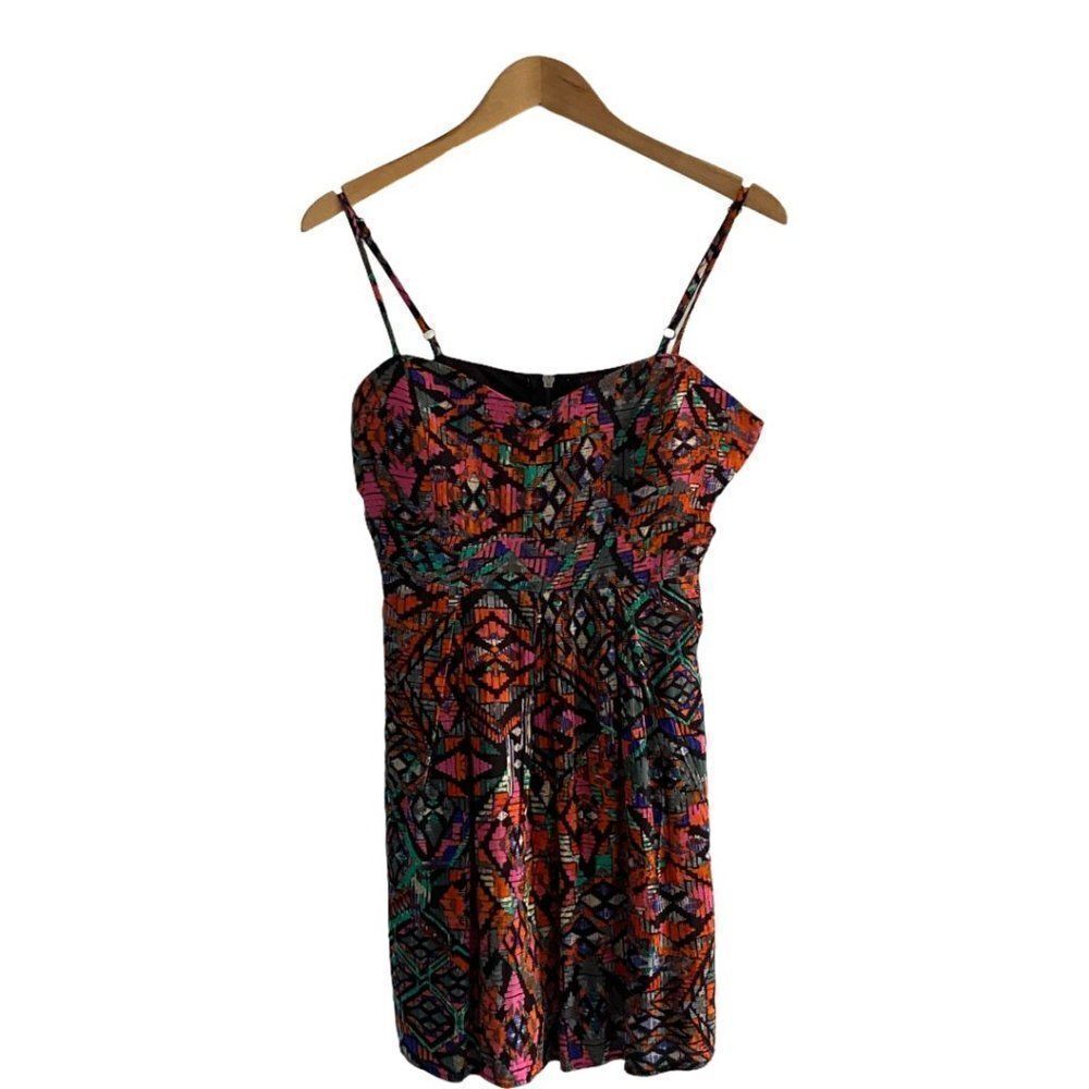 MATERIAL GIRL Colourful Print Mini Dress Cut Outs
